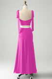 A-Line Dusty Dage Spaghetti Straps Floor Length Wedding Guest Dress with Slit