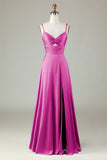 Dusty Sage Keyhole Spaghetti Straps Bridesmaid Dress with Slit