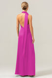 Dusty Sage Sheath V-Neck Backless Long Bridesmaid Dress with Slit