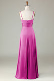 Peacock Keyhole Spaghetti Straps Bridesmaid Dress with Slit