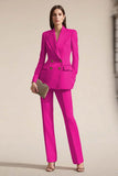 Pink 2 Pieces Peak Lapel Satin Double Breasted Tuxedo