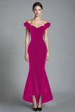 Off the Shoulder Mermaid Black Velvet Long Formal Dress