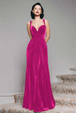 Burgundy Sheath Velvet Long Formal Dress