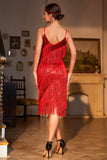 Red Roaring 20s Gatsby Fringed Flapper Dress