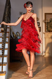 Red Roaring 20s Gatsby Fringed Flapper Dress