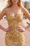 Sparkly Fuchsia Strapless Tight Short Sequins Corset Homecoming Dress with Beading