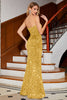 Load image into Gallery viewer, Mermaid Strapless Sequins Long Royal Blue Formal Dress With Slit