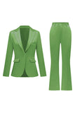 Black Peak Lapel Satin Slim Fit Women 2-Piece Work Suits