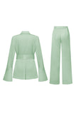 Champagne Double Breasted 2 Piece Women's Suits with Belt