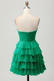 Black Sweetheart A Line Tiered Short Cocktail Dress with Bow
