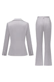 Black Peak Lapel Satin Slim Fit Women 2-Piece Work Suits