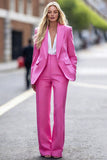 Fuchsia Peak Lapel 2 Piece Work Suits with Pockets