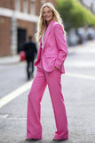 Fuchsia Peak Lapel 2 Piece Work Suits with Pockets