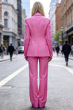 Fuchsia Peak Lapel 2 Piece Work Suits with Pockets