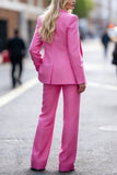 Fuchsia Peak Lapel 2 Piece Work Suits with Pockets