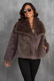 Fluffy Black Turn Lapel Faux Fur Winter Coat