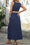 Army Green Scoop Neck A Line Long Summer Dress with Belt