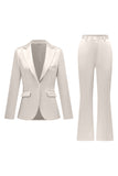 Black Peak Lapel Satin Slim Fit Women 2-Piece Work Suits