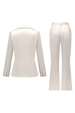 Black Peak Lapel Satin Slim Fit Women 2-Piece Work Suits