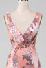 Load image into Gallery viewer, Blush Sparkly Sequin Mermaid Long Formal Dress With Slit