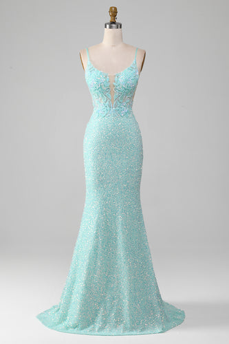 Sequins Sparkly Mermaid Formal Dress with Slit