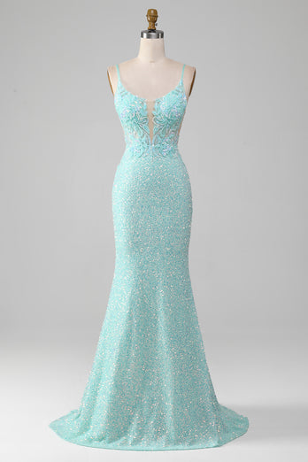 Sequins Sparkly Mermaid Formal Dress with Slit