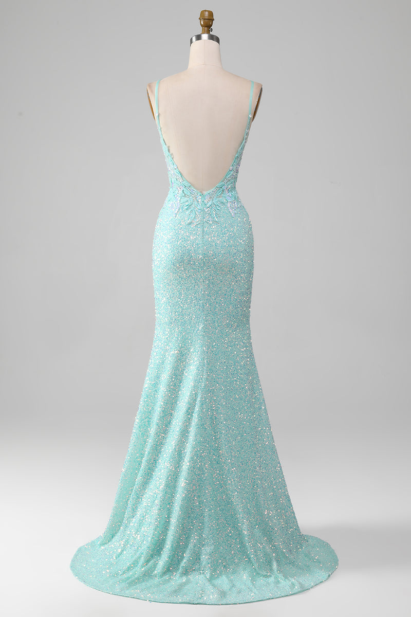 Load image into Gallery viewer, Sequins Sparkly Mermaid Formal Dress with Slit