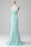 Sequins Sparkly Mermaid Formal Dress with Slit