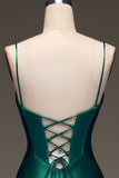 Dark Green Corset Mermaid Long Satin Formal Dress