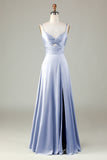 Peacock Keyhole Spaghetti Straps Bridesmaid Dress with Slit