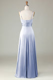 Peacock Keyhole Spaghetti Straps Bridesmaid Dress with Slit