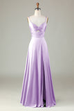 Peacock Keyhole Spaghetti Straps Bridesmaid Dress with Slit