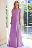 Elegant Taupe Off the Shoulder Chiffon Sheath Long Mother of the Bride with Lace Appliques