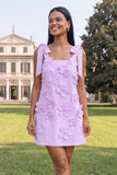 Pink Bodycon Thick Straps Short Formal Dress with 3D Flowers