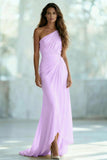 Ivory Sheath One Shoulder Ruched Long Formal Dress