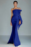 White Strapless Mermaid Ruffled Long  Formal Dress