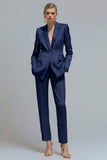 Orange Notched Lapel 2-piece One Button Women's Work Suits