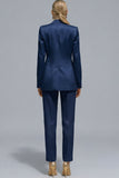Orange Notched Lapel 2-piece One Button Women's Work Suits