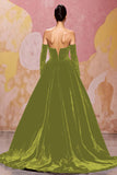 Dark Red Sweetheart Velvet A Line Long Formal Dress