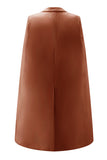 White Satin Peak Lapel Bodycon Mini Work Dress with Cape