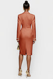 White Double Breasted Bodycon Peak Lapel Midi Work Dress
