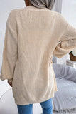 Apricot Long Sleeve Open Front Cardigan Loose Knited Sweater