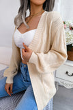 Apricot Long Sleeve Open Front Cardigan Loose Knited Sweater