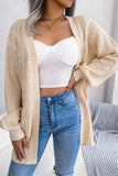 Apricot Long Sleeve Open Front Cardigan Loose Knited Sweater