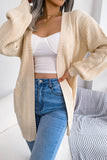 Apricot Long Sleeve Open Front Cardigan Loose Knited Sweater