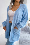 Apricot Long Sleeve Open Front Cardigan Loose Knited Sweater