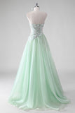 Light Green Sequins A Line Strapless Ruched Wedding Guest Dress