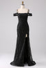 Load image into Gallery viewer, Black Mermaid Cold Shoulder Long Formal Dress with Slit