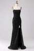 Load image into Gallery viewer, Black Mermaid Cold Shoulder Long Formal Dress with Slit