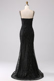 Black Mermaid Cold Shoulder Long Formal Dress with Slit